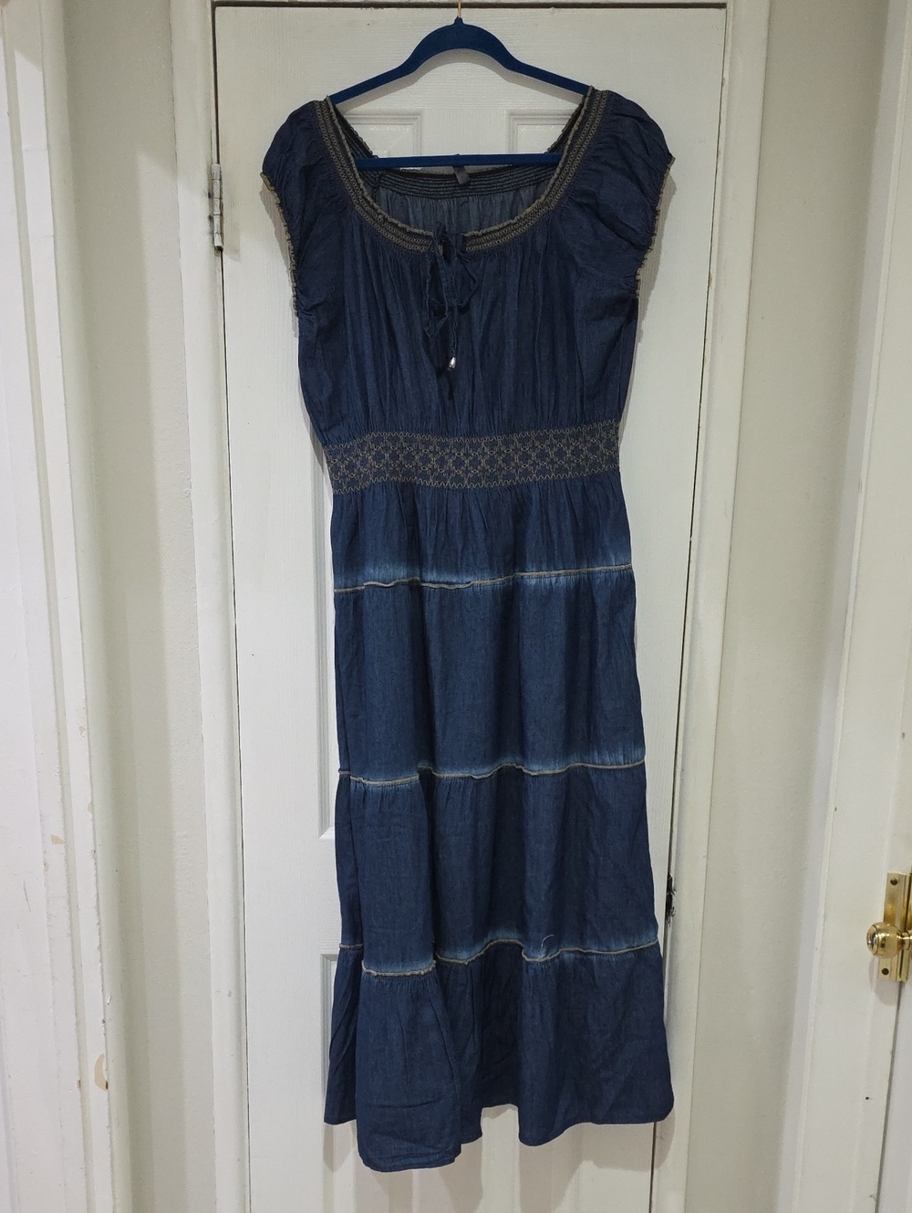 Boho Indigo Tiered Maxi Dress - Blue